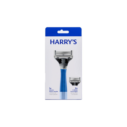 Harry's Shaving Razor for Men with 2 Razor Blade Refill Cartridges, Glacier Blue