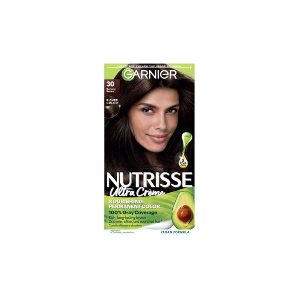 Garnier Nutrisse Nourishing Adult Hair Color Creme, 030 Darkest Brown Sweet Cola