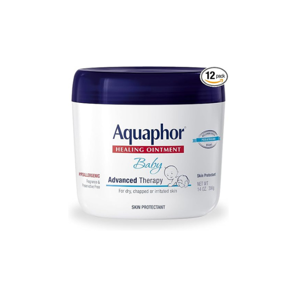 Aquaphor Baby Healing Ointment - Advance Therapy for Diaper Rash, Chapped Cheeks and Minor Scrapes - 14 Ounce Jar (Pack of 12)