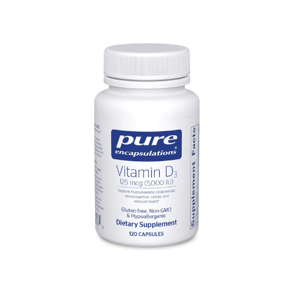 Pure Encapsulations Vitamin D3 125 mcg (5,000 IU), 120 Capsules