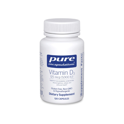 Pure Encapsulations Vitamin D3 125 mcg (5,000 IU), 120 Capsules