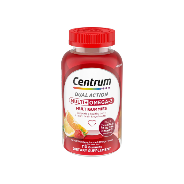 Centrum MultiGummies Multi+ Omega 3, Assorted Fruit Flavors, 110 Count