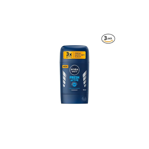 NIVEA NEW STICK FRESH ACTIVE STICK DEODORANT 50 ML - THINY APPEARANCE-ANTI-TRANSPIRANT-ERGONOMIC DESIGN-SOLID STICK (PACK OF 1 x 50 ML)