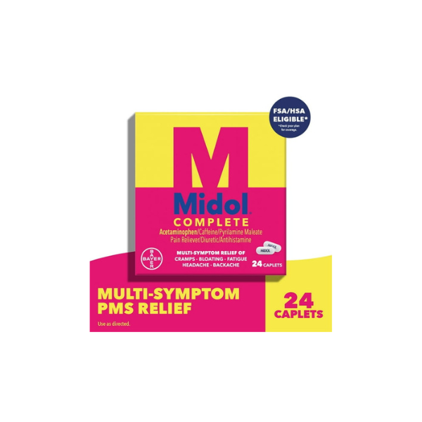 Midol Complete Menstrual Pain Relief Caplets with Acetaminophen, 24 ct