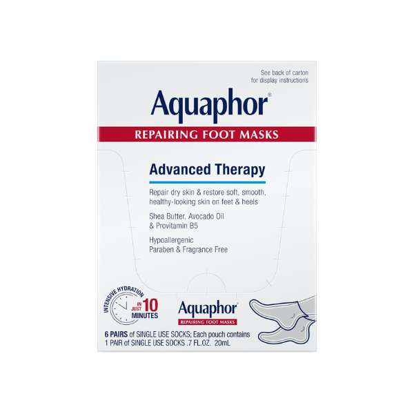 Aquaphor Advanced Therapy Repairing Foot Masks, 6 Masks x 0.7 FL OZ