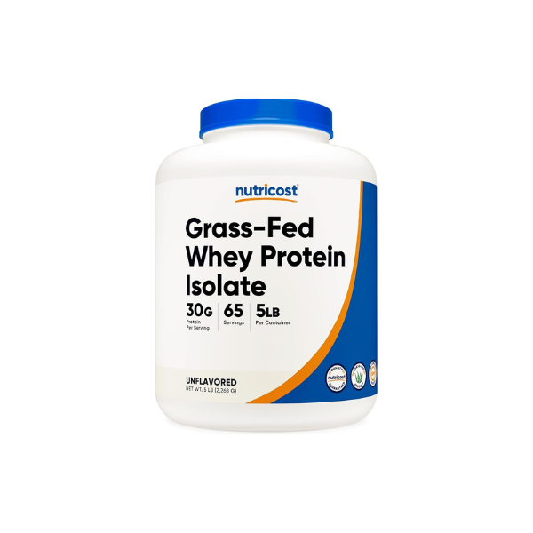 Nutricost Grass-Fed Whey Protein Isolate (Unflavored) 5LBS