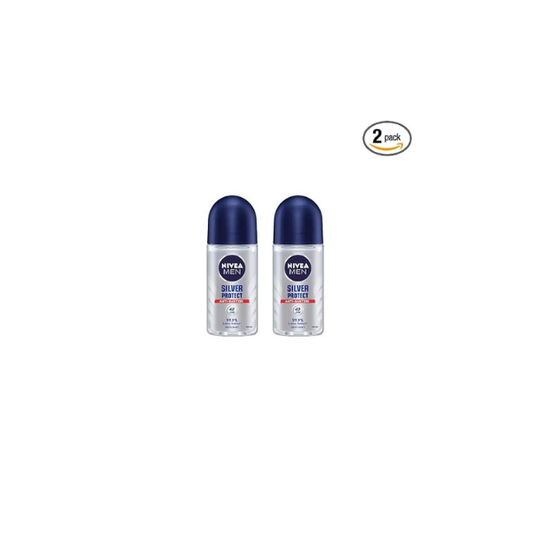 NIVEA Men Silver Protect Roll-On Deodorant, Long-Lasting Freshness, Quick Dry, 50ml, Gentle on Skin, Men’s Body Care, Fresh Scent, Pack Of 2