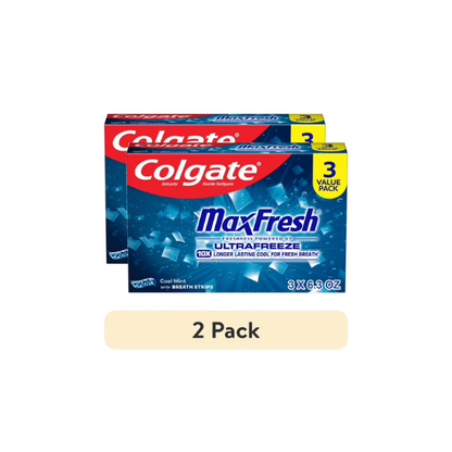 (2 pack) Colgate MaxFresh Cool Mint Toothpaste, 3 Pack, 6.3 oz