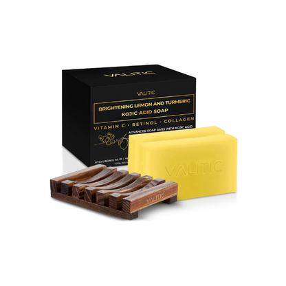 VALITIC Brightening Lemon Turmeric Kojic Acid Soap for Dark Spots, 2 Pack