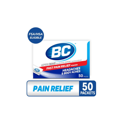 BC Pain Relief Powder, Original Strength Headache Relief with Aspirin & Caffeine, 50 Count