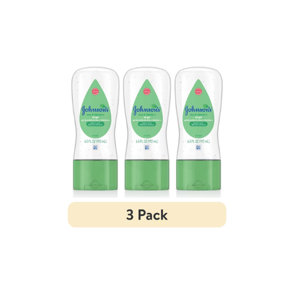 (3 pack) Johnson's Baby Body Moisturizing Oil Gel, Aloe Vera & Vitamin E, Soothing, 6.5 fl oz