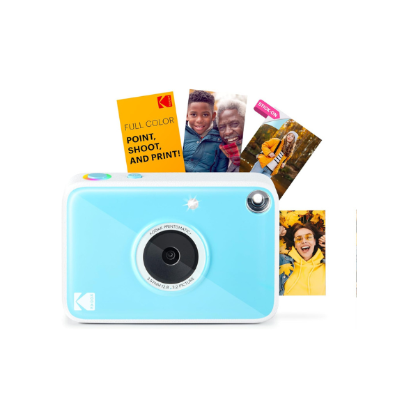 KODAK Printomatic+ Instant Print Digital Camera (Blue) 10MP Portable Camera with Interactive RGB LED Status Indicator, Prints Full-Color Photos on Zink 2x3” Sticky-Backed Photo Paper - Easy & Fun