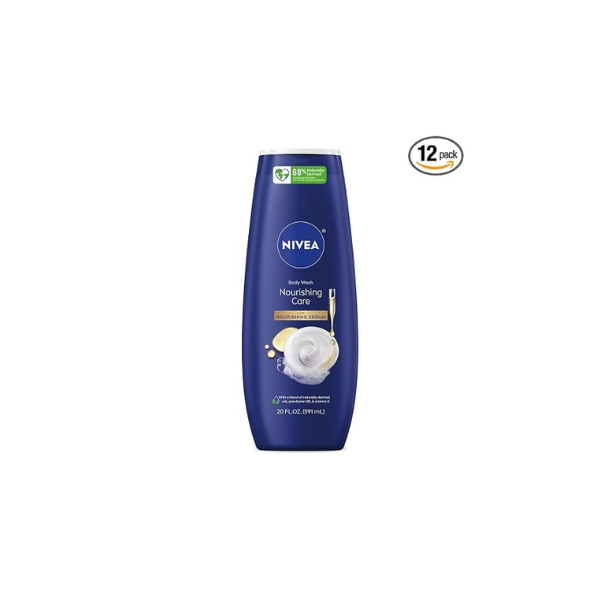 NIVEA Nourishing Care Body Wash, Nourishing Serum, 20 Fl Oz (Pack of 12)