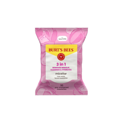 Burt's Bees Micellar Facial Towelettes With Rose Water, 30 ct. Package