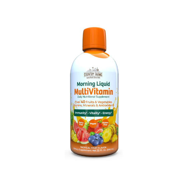 Country Farms Liquid Multivitamin, Vitamins and Minerals for Immune Support and Energy, Herbal Blend, Vegan, Multivitamin for Women and Men, Gluten Free, Tropical Fruit Flavor, 32 fl oz