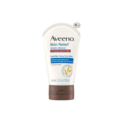 Aveeno Skin Relief Intense Moisture Hand Cream, Fragrance-Free, 3.5 Ounce (Pack of 12)