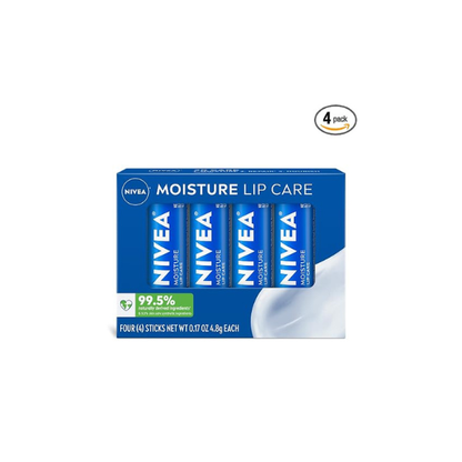 NIVEA Moisture Lip Care, Hydrating Lip Balms with Shea Butter, 4 x 0.17 OZ
