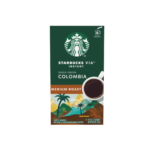 Starbucks VIA Instant Single-Origin Colombia, Instant Coffee, Medium Roast Coffee, 8 Packets