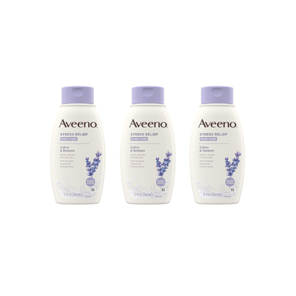 Aveeno Stress Relief Body Wash with Soothing Oat, Lavender, Chamomile & Ylang-Ylang Essential Oils, Hypoallergenic, Dye-Free & Soap-Free Calming Body Wash, 12 fl. Oz (Pack of 3)