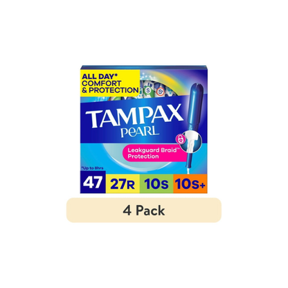 (4 pack) Tampax Pearl Tampons Multipack with LeakGuard Braid, Regular/Super/Super Plus, 47 Count