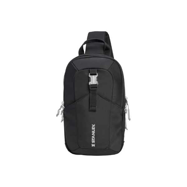 STANLEY Vitalize Crossbody Bag | Hydration Sling with Zippered Drinkware Compartment | Adjustable Strap | Multiple Storage Pockets | Durable Recycled Fabric | Black