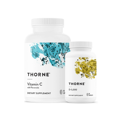 THORNE - Essential Vitamins Bundle: Vitamin C & D-5000 Complex - Immune, Bone Health, and Energy Support - 60 to 90 Servings