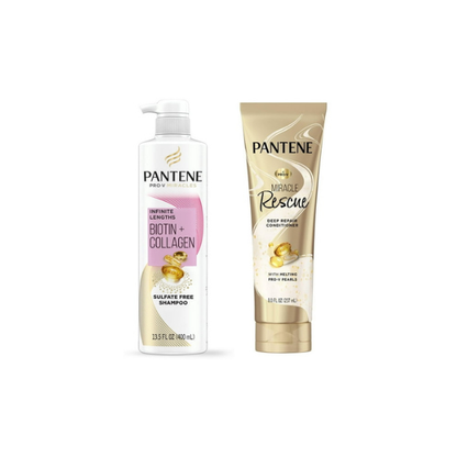 Pantene Pro-V Miracles Infinite Lengths Biotin + Collagen Shampoo & Deep Repair Conditioner Set, 13.5 fl oz for All Hair Types
