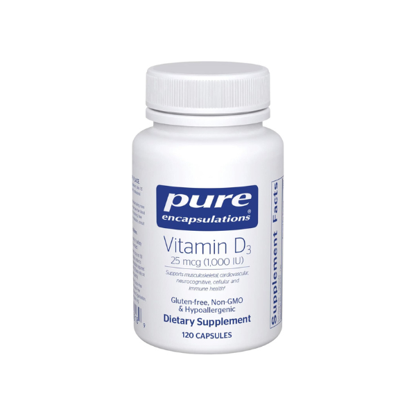 Pure Encapsulations Vitamin D3 25 mcg (1,000 IU), 120 Capsules
