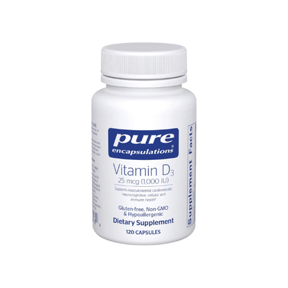 Pure Encapsulations Vitamin D3 25 mcg (1,000 IU), 120 Capsules
