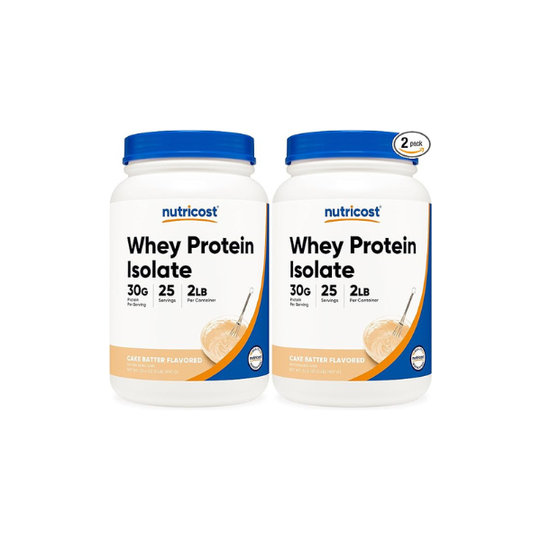 Nutricost Whey Protein Isolate Powder (Cake Batter, 2LBS) (Pack of 2)