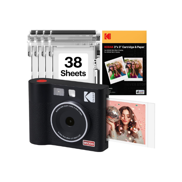KODAK Mini Shot 3 ERA 3x3 Instant Camera, Photo Printer, 38 Sheet, Black