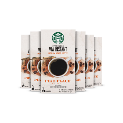 (6 pack) Starbucks VIA Instant Pike Place Roast, Instant Coffee, Medium Roast Coffee, 8 Packets