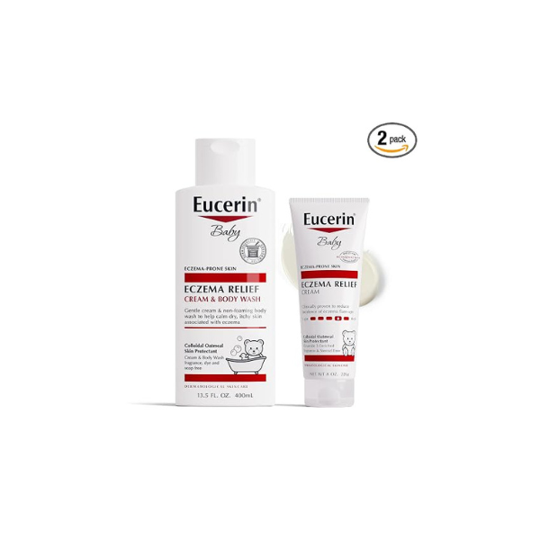 Eucerin Baby Eczema Relief Skin Care Set, Variety Pack, 2 Items