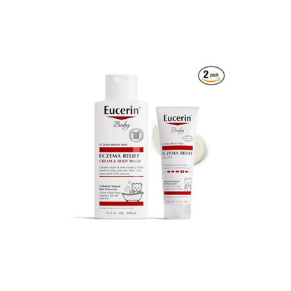 Eucerin Baby Eczema Relief Skin Care Set, Variety Pack, 2 Items