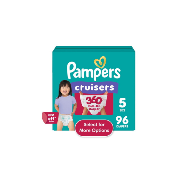 Pampers Cruisers 360 Baby Diapers Size 5, 96 Count (Select for More Options)