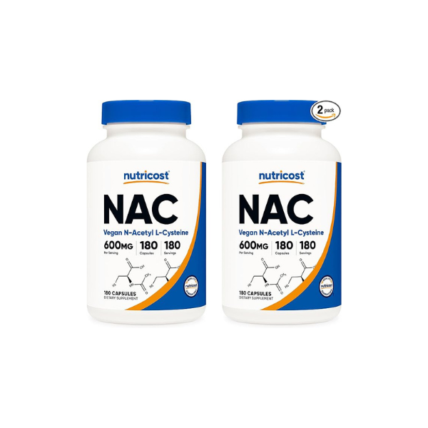 Nutricost N-Acetyl L-Cysteine (NAC) 600mg, 180 Capsules - Non-GMO, Gluten Free (Pack of 2)