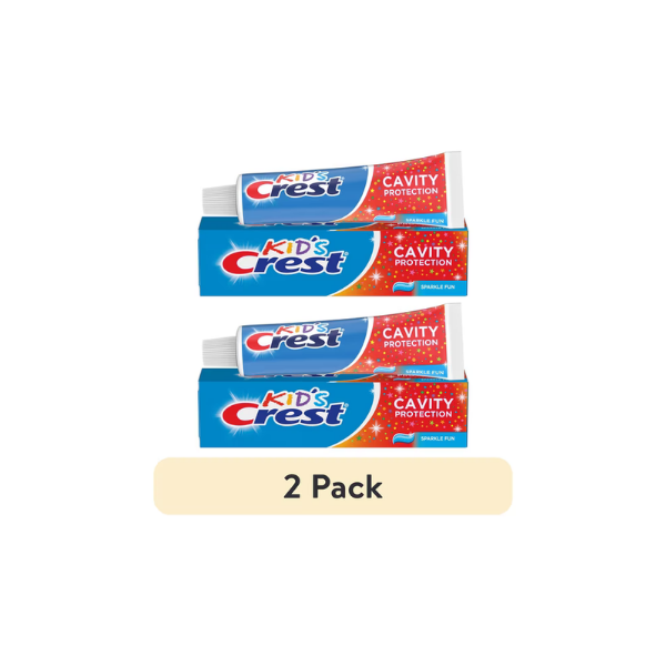 (2 pack) Crest Toothpaste, Kids Cavity Protection Toothpaste, Sparkle Fun Flavor, 4.6 oz, For Ages 3+