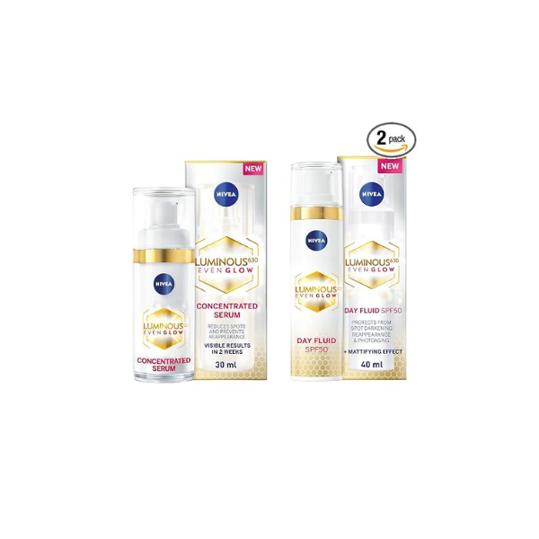 NIVEA Cellular Luminous 630 Face Care Set – Daily Facial Cream 40 ml (1.35 fl oz) and Facial Serum 30 ml (1.01 fl oz) – Lightweight Cosmetic Skincare Duo for Everyday Beauty Routine, Gift Box Set