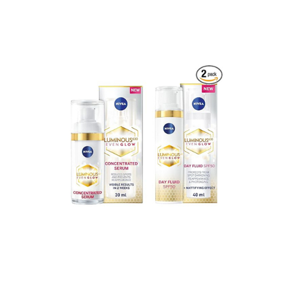 NIVEA Cellular Luminous 630 Face Care Set – Daily Facial Cream 40 ml (1.35 fl oz) and Facial Serum 30 ml (1.01 fl oz) – Lightweight Cosmetic Skincare Duo for Everyday Beauty Routine, Gift Box Set