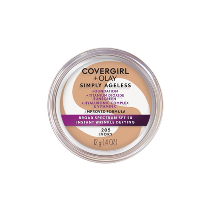 COVERGIRL + OLAY Simply Ageless Instant Wrinkle-Defying Foundation with SPF 28, Ivory, 0.44 oz