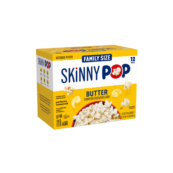 SKINNYPOP Butter Microwave Popcorn Snack, 2.8 oz Bag (12 Count)