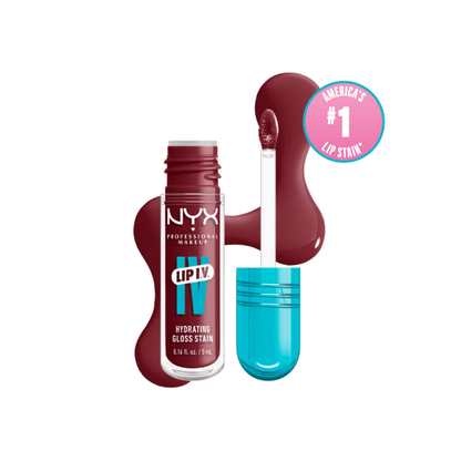 NYX Professional Makeup Lip IV Hydrating Lip Gloss & Lip Stain with Coconut Water, Drippin in Rose, 0.16 fl oz