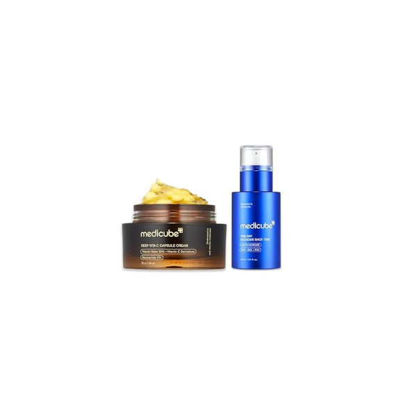 medicube Flawless Skin: Deep Vitamin C Golden Capsule Face Moisturizer and Zero Exosome Shot 7,500 PPM Spicule Facial Serum