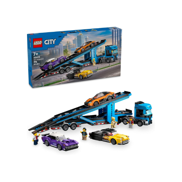 LEGO City Car Transporter 60408 | Back to School Gift for Students, Building Toy, Boys & Girls, Ages 7+, W/ Toy Cars, 998 pieces, Truck Toy for Kids
