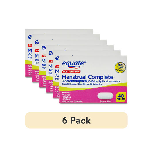 (6 pack) Equate Multi-Symptom Menstrual Complete Caplets, 40 Count, Compare to MidolÂ Complete Active Ingredients