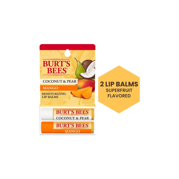 Burt's Bees 100% Natural Origin Lip Balm, Coconut & Pear and Mango, 2 Count