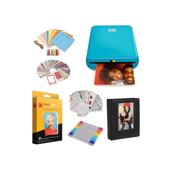 Kodak Step Instant Color Photo Printer with Bluetooth/NFC, ZINK Technology & Kodak App for iOS & Android (Blue) Starter Bundle