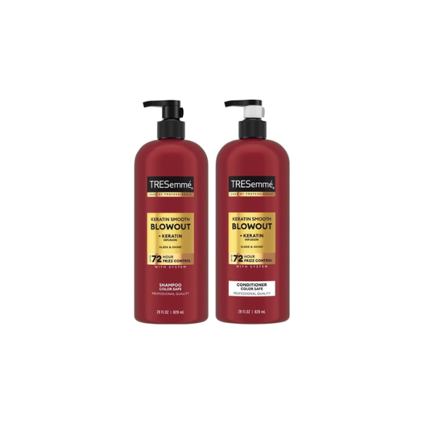 TRESemmé Shampoo & Conditioner For Up To 72 HR Frizz Control With System, Keratin Smooth With Lamellar-Discipline Hair Care Formula, ,28 fl oz 2 Pack