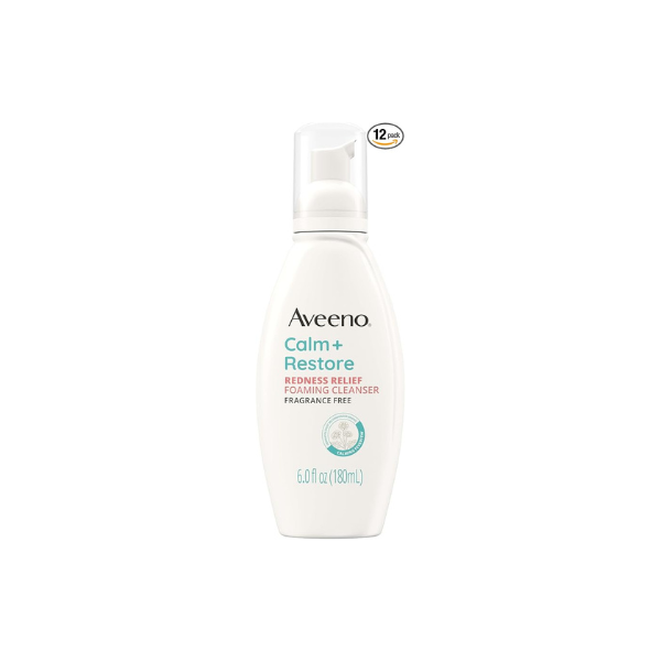 Aveeno Calm + Restore Redness Relief Cleanser, Fragrance Free, 6 Fl Oz (Pack of 12)