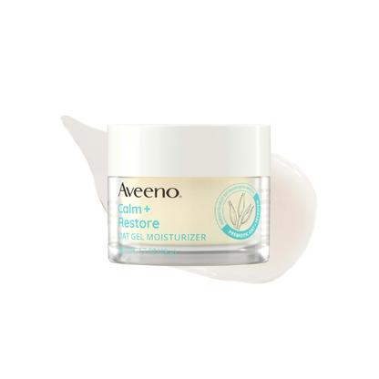 Aveeno Calm + Restore Oat Gel Face Moisturizer for Sensitive Skin, Fast-Absorbing & Lightweight Gel Moisturizer & Face Cream with Prebiotic Oat & Feverfew, Fragrance-Free & Hypoallergenic, 1.7 Fl Oz